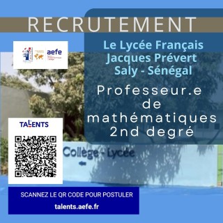 Offre d'emploi : Professeur.e de mathémamtiques 2nd degré